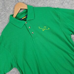 Blue Generation Mens Size L Green Polo Shirt Eagle Embroidered 100% Cotton HOLES